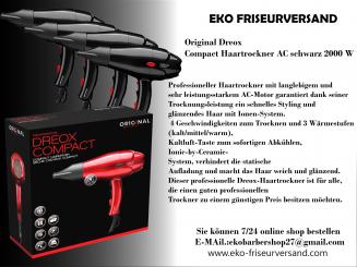 Original Dreox  Compact Haartrockner AC schwarz 2000 W 